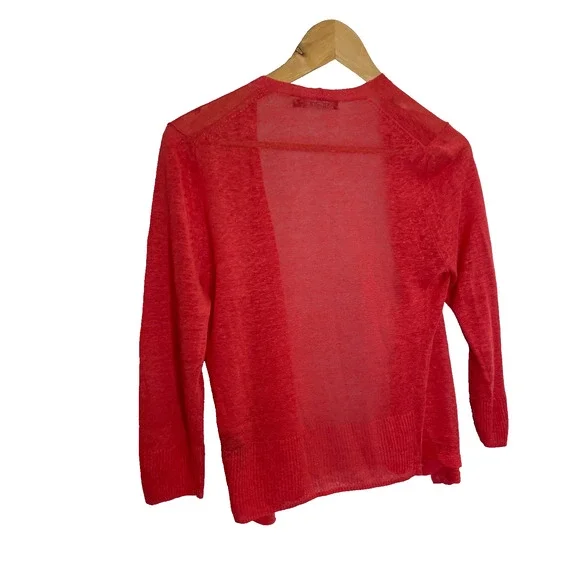 Women's Small Nic & Zoe Orange Linen Blend Cropped Cardigan Sweater - Picture 5 of 5